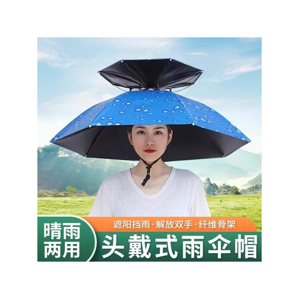 Chapéu guarda-chuva de camada dupla, faixa de cabeça com capuz, guarda-chuva, protetor solar, dobrável, tamanho grande,