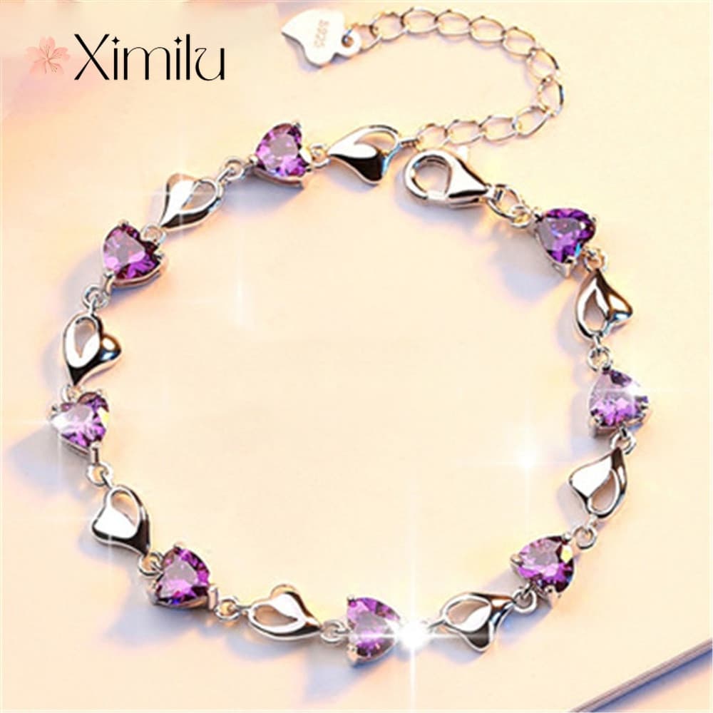 ♥Pulseira De Amor Multicolor De Zircônia Ametista Para Meninas Joias Artesanato pulseira masculina homens Acessórios de