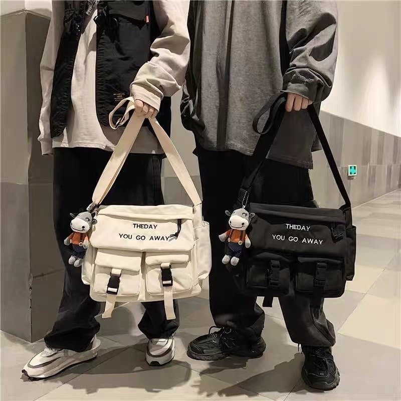 Bolsa transversal grande de tecido, adequada para viagens yihan