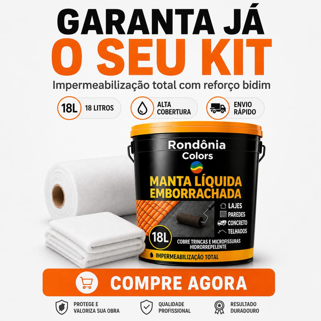 Kit Impermeabilizante Manta Líquida 18L Bidim Anti Infiltração Laje Telhado + 100m² Fachada Casa