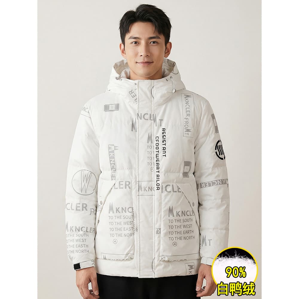 90 pato branco para baixo jaqueta masculina inverno engrossado quente à prova de vento repelente de água moda Casual jaq