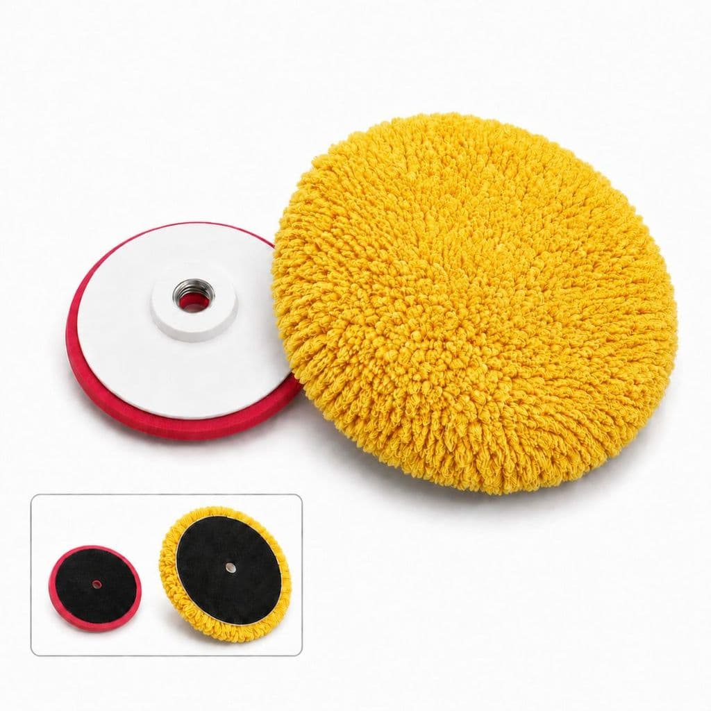 Kit Boina Lã Polimento 8 Pol Velcro + Suporte EVA 6 Pol