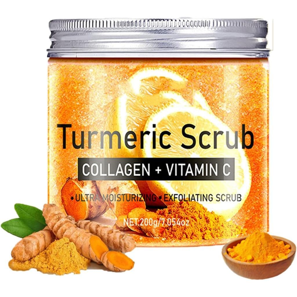 Esfoliante Facial e Corporal de Cúrcuma com Limpeza Profunda, Esfoliante Corporal Iluminador com Cúrcuma e Vitamina C, E
