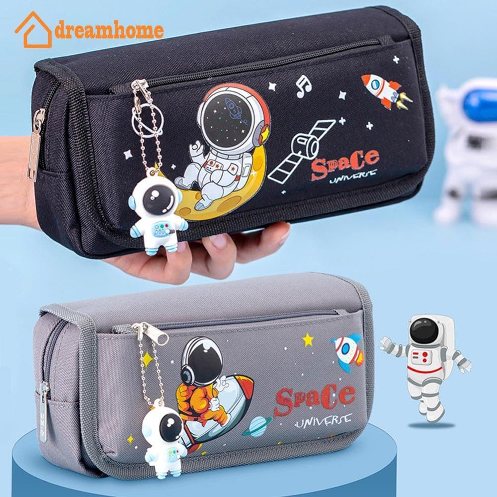 DREAMHOME Espaço Astronauta Lápis Caso Grande Capacidade Crianças Saco De Papelaria Escola Studen Dos Desenhos Animados