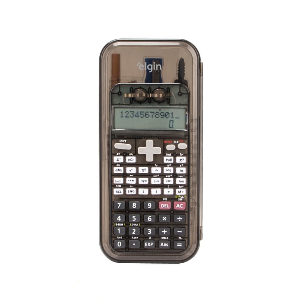 Calculadora Científica com Kit Cálculos – 240 Funções Display Duplo Acessórios Inclusos Preta