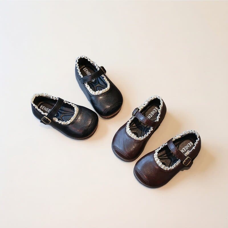 Meninas moda pequenos sapatos de couro 2026 primavera outono novo estilo bebê estilo ocidental rendas princesa sapatos b