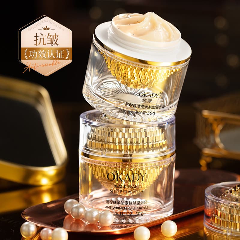 OPE preto pérola ovelha placenta Anti-rugas creme dourado 50g ovelha placenta hidratação profunda creme de cuidados com
