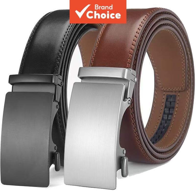 Cinto Masculino De Couro Genuíno 3.5 Cm Fivela Automática De Liga De Metal Negócios Preto Marrom