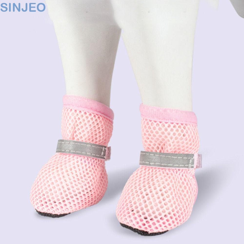 SINJEO 4 Unidades/Conjunto Sapatos De Rede Para Cães , Malha Reflexivos Antiderrapantes Ocos Resistentes Ao Desgaste