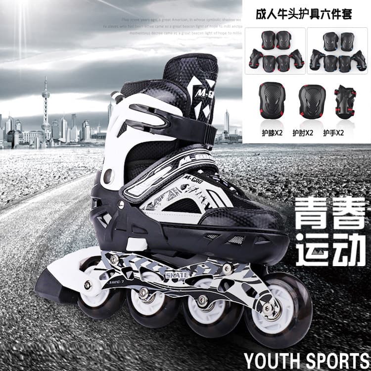 [Recomendado] Conjunto de Patins com Luzes para Crianças (Meninos e Meninas), Patins para Iniciantes Adultos, Ajustável