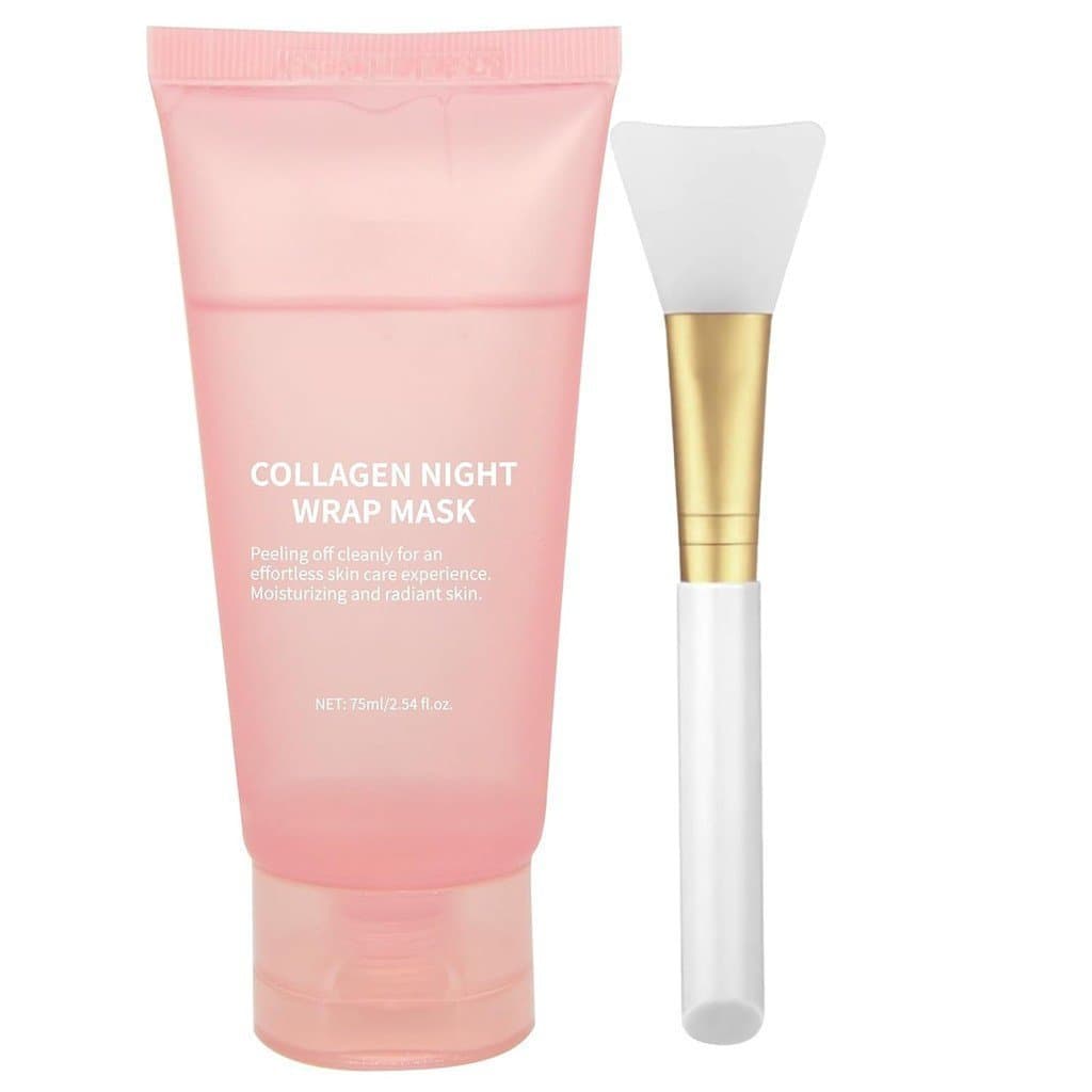 Máscara Facial Noturna de Colágeno 2025 com Pincel de Gel, Elasticidade e Hidratação, Ingredientes Naturais para uma Pel