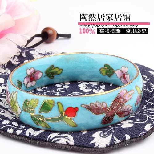 Pequim Cloisonne sem abertura pulseira tradicional artesanato Retro pulseira cobre pneu esmalte banhado a ouro superfíci