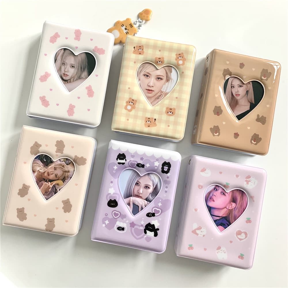 Lovely Heart Card Holder 40 Grids Pocket For 3inch Mini Photo Ablum Portátil Colecionador De Livros Em Estoque Nova Cheg