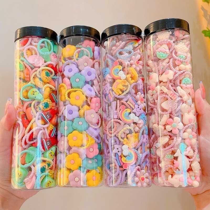 Conjunto De 50/100 Laços De Cabelo Coloridos10/50/100 Para Criança Elásticos Macios Meninas Pequenas , Acessórios