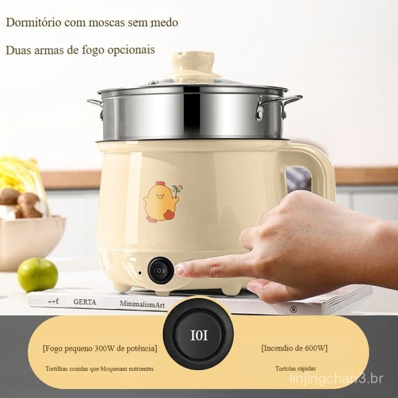 Panela elétrica Dormitório para cozinhar macarrão pequena panela elétrica para estudantes mini panela elétrica sem aderê