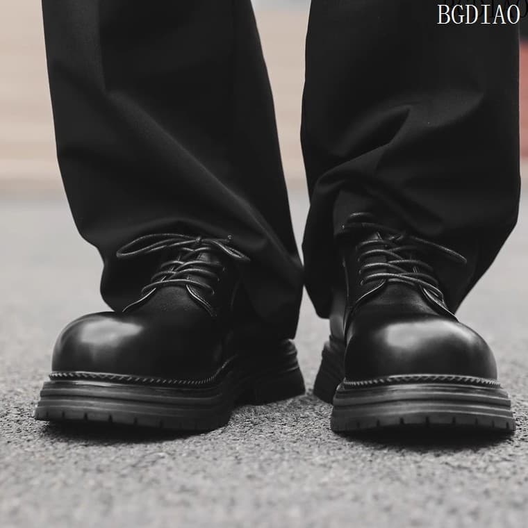 High-End sentimento dedo do pé redondo Derby sapatos masculinos na moda ins estilo britânico Formal Retro sapatos de cou
