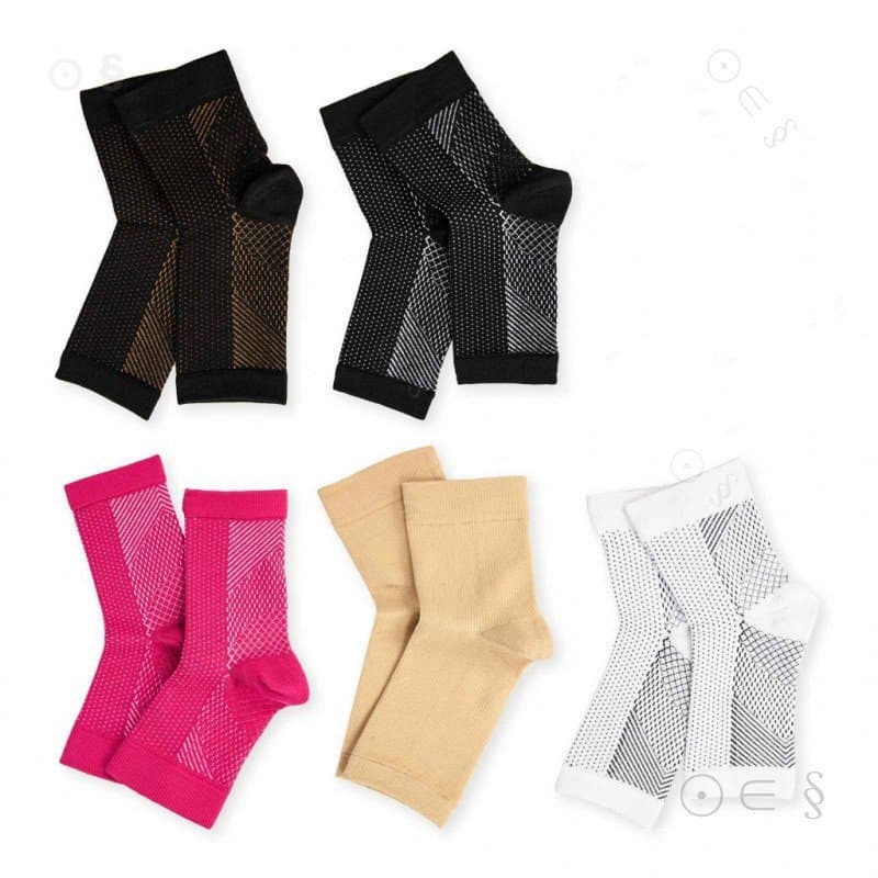 Kit com 3 pares de meias de compressão para tornozelo femininas/masculinas para fascite plantar e tendinite de Aquiles