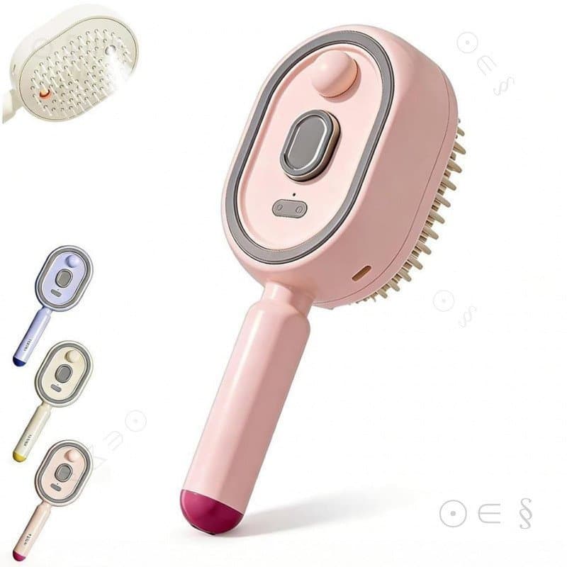 Escova Almofadada 5 em 1 - Escova Elétrica Desembaraçadora com Vapor e Névoa, Ferramenta para Estilização de Cabelo