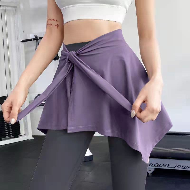 Calças de Yoga anti-constrangimento exterior peido cortina feminina anti-exposição bloqueio saia esportes Fitness corren