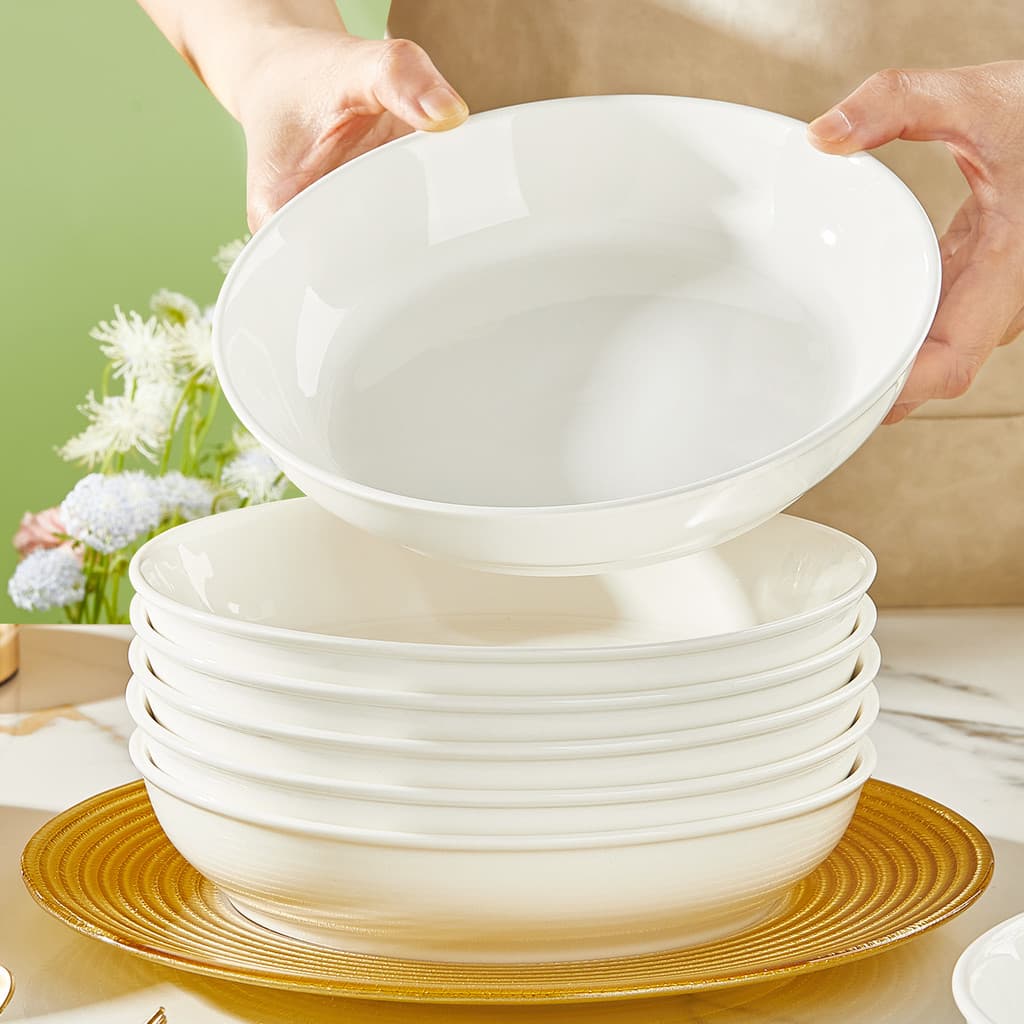Prato de aprofundamento de cerâmica Prato doméstico Tigela Grande Underglaze Color Nest Plate Ovo cozido no vapor Frutos