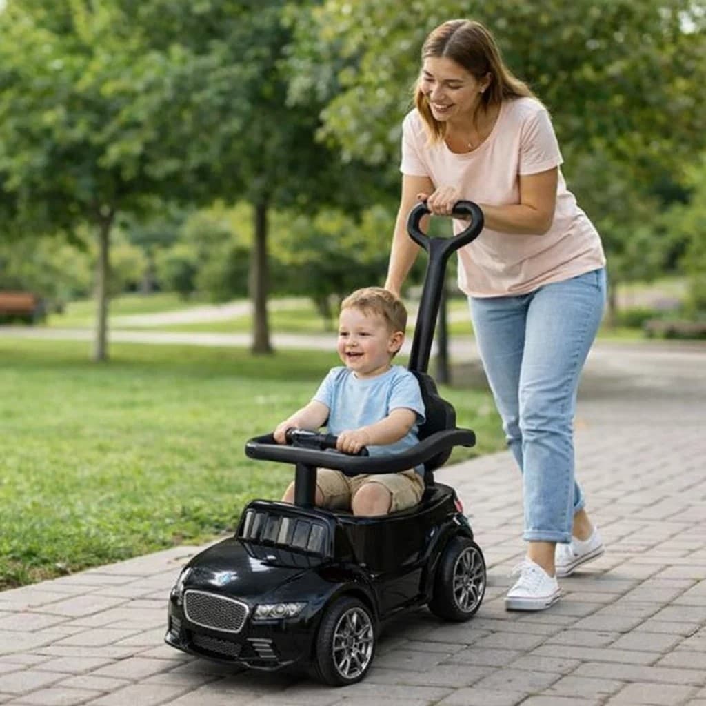 Carrinho Elétrico Infantil Empurrador Preto Passeio Conforto Segurança Criança Bateria