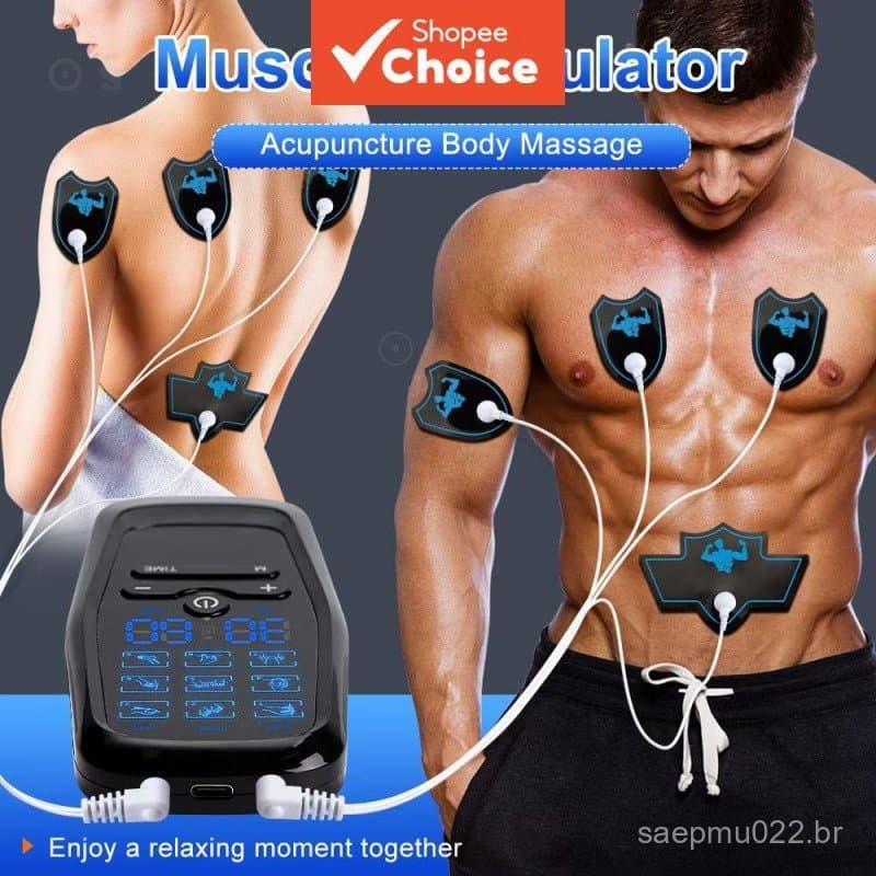 Estimulador Muscular Elétrico TENS para Fisioterapia, Acupuntura, Massagem Corporal, Máquina Digital de Emagrecimento, E