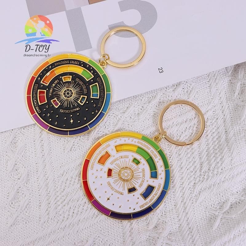 Chaveiro interativo D-Color Wheel, giratório, criativo, de liga metálica, colorido, para carro.   UUYC