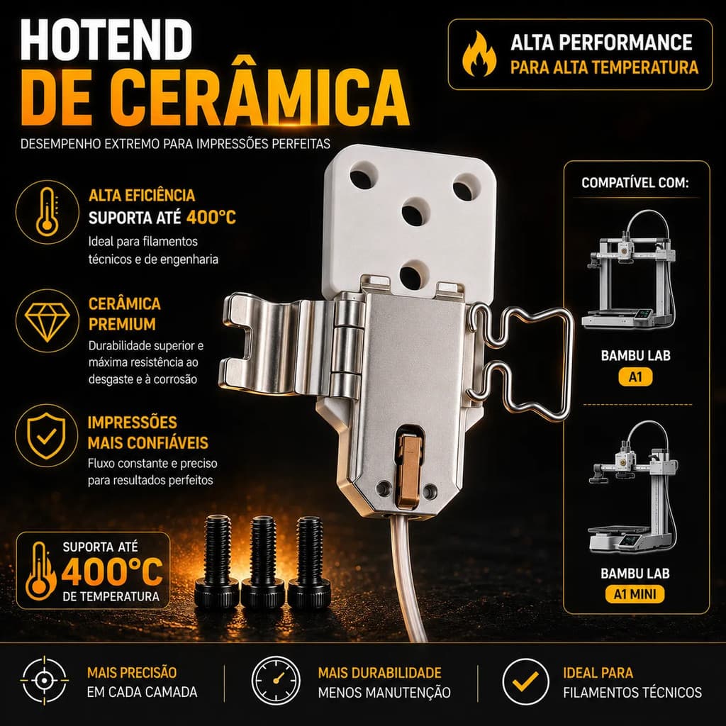 Kit De Aquecimento Hotend Ceramica Bambu Lab A1 E A1 Mini