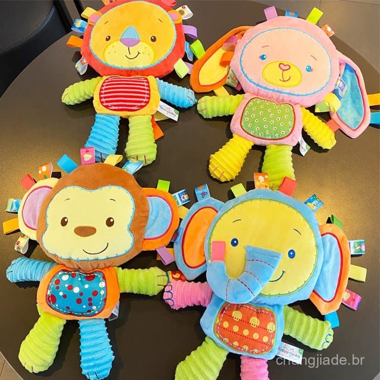 Manta de Conforto para Bebê Recém-Nascido com Etiquetas, Boneca de Dormir para Bebê, Chocalho de Pelúcia Mastigável, Bri