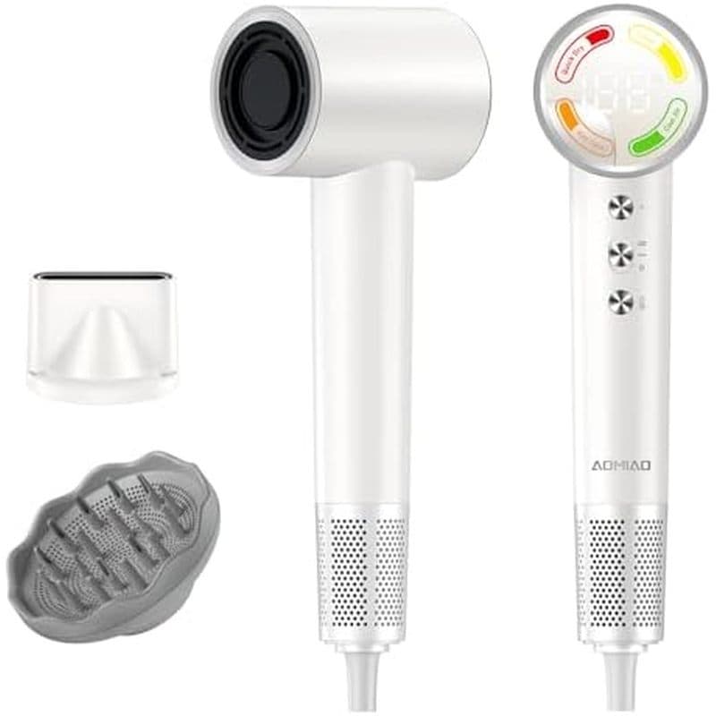 Secador De Cabelo De Alta Velocidade Com Difusor , Iônico , Cinza | Motor Sem Escova De 160.000 RPM , 500 Milhões De Íon