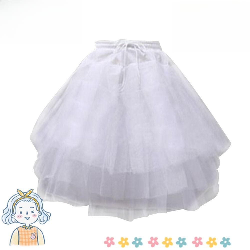 Saia de Crinolina Branca Sem Aro, Acessórios para Vestido Lolita Floral Respirável