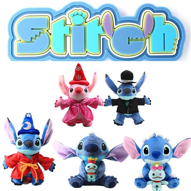Conjunto de Anime Lilo & Stitch Urso de Pelúcia Brinquedo Macio para Crianças Presente Boneca Brinquedos QXEI