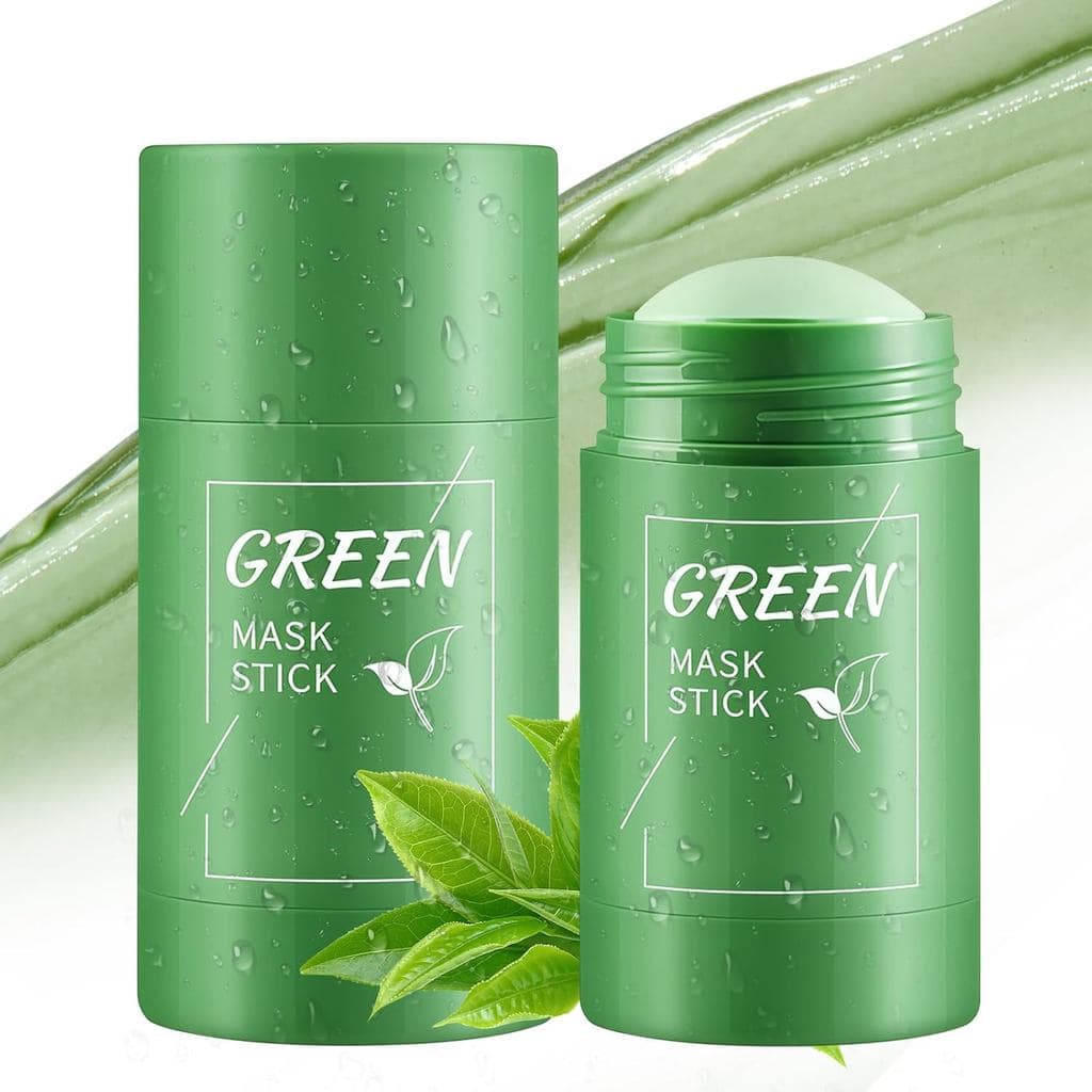 Pacote com 2 máscaras faciais em bastão de chá verde, máscara de remoção de cravos de chá verde, limpeza profunda, minim