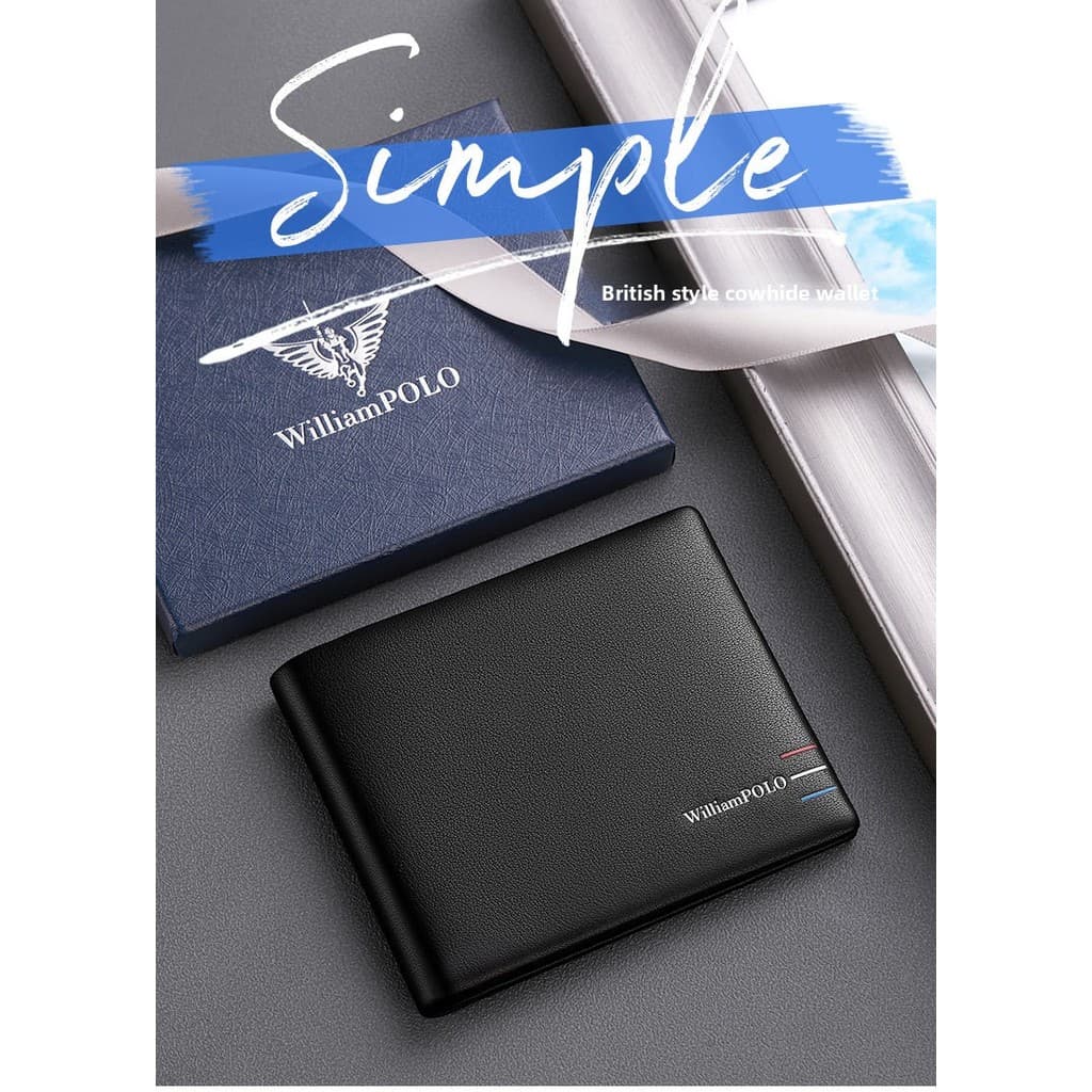 Carteira masculina carteira de couro genuíno primeira camada de couro carteira curta masculina Multi-Slot para cartão mo