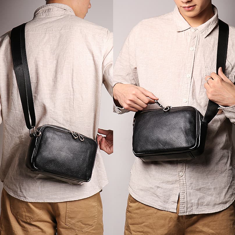 Moda Diagonal pequena bolsa dupla zíper cabeça saco do telefone móvel comércio exterior exportação couro genuíno bolsa m