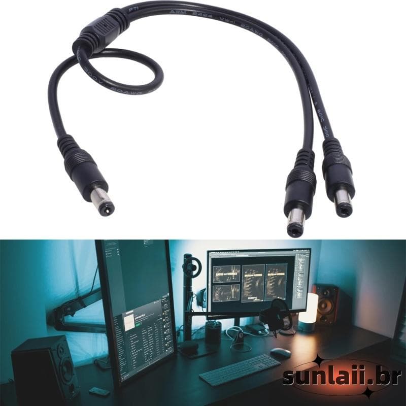 SUNLAII 1Pack Power 1 Para 2 Machos 5 5mm x 2 1mm Divisor Fonte Alimentação