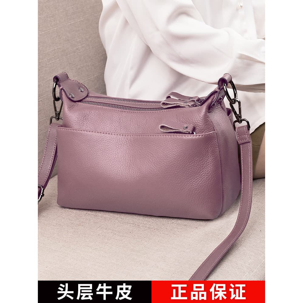 Influenciador moda bolsa de couro genuíno feminino 2026 novo estilo elegante All-Match bolsa mensageiro de um ombro Mult