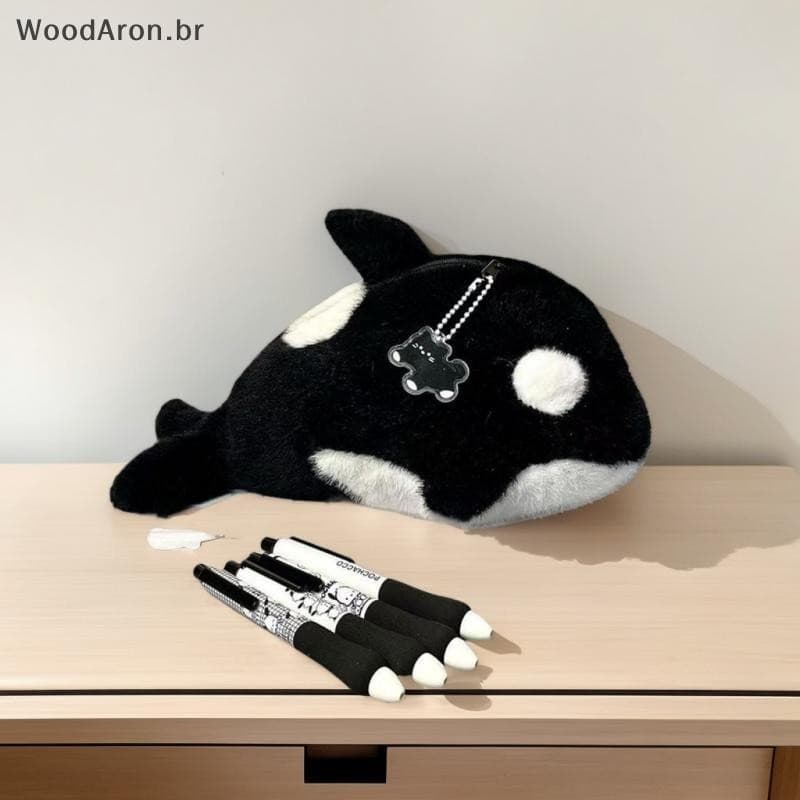 WoodAron Bolsa De Caneta Baleia Assassina De Desenho Animado , Papelaria De Grande Capacidade , Presente De Estudante Pa