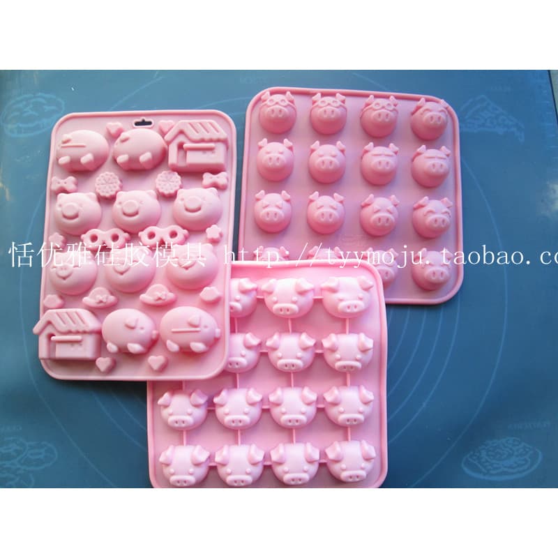 Molde de silicone para Chocolate com 16 buracos, cabeça de porco, molde de silicone para bolo, sabonete artesanal, Emoti