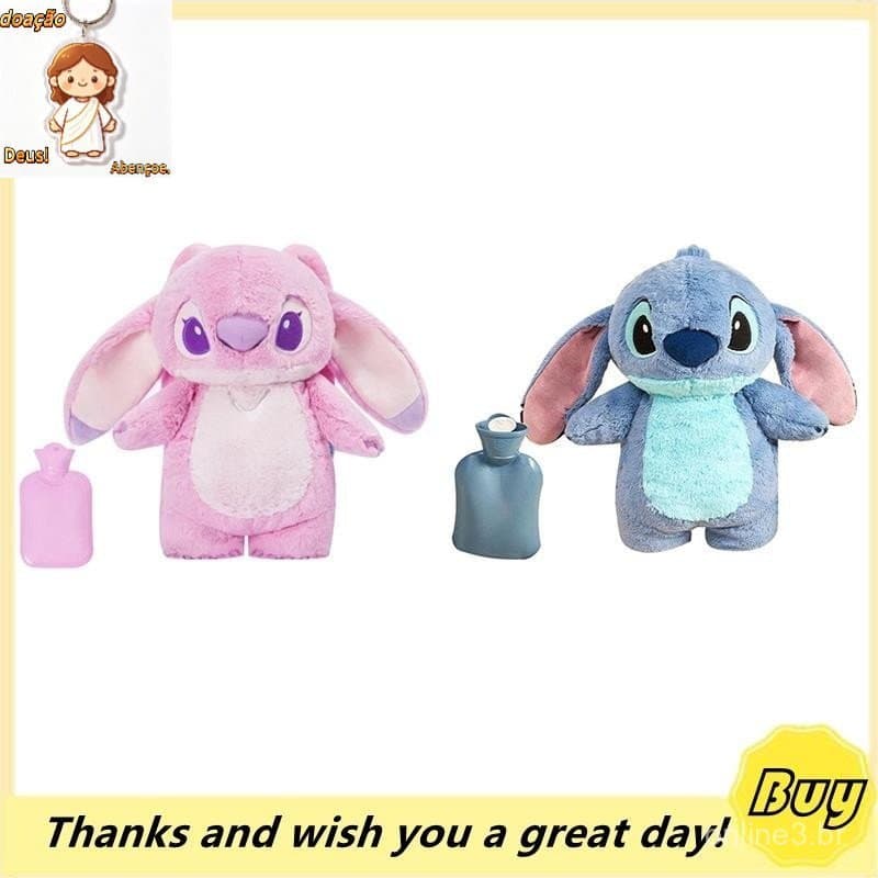 Disney Stitch Inverno Extra Grande Pelúcia Garrafa De Água Quente Anime Feminino Dos Desenhos Animados Casa Enchimento M