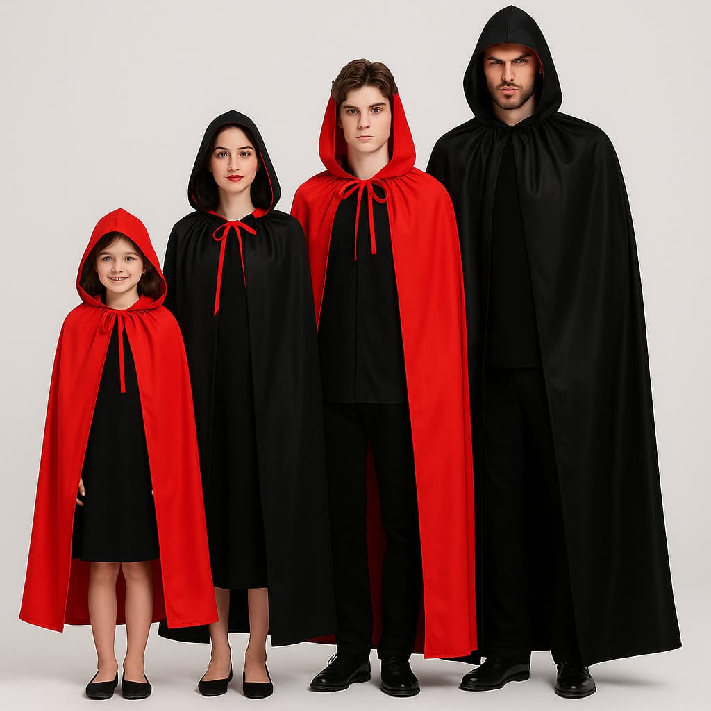 Capa Dupla Face Vampiro Bruxa Drácula Capuz Vampira Festa Vampira Diaba Diabinha Dia das Bruxas