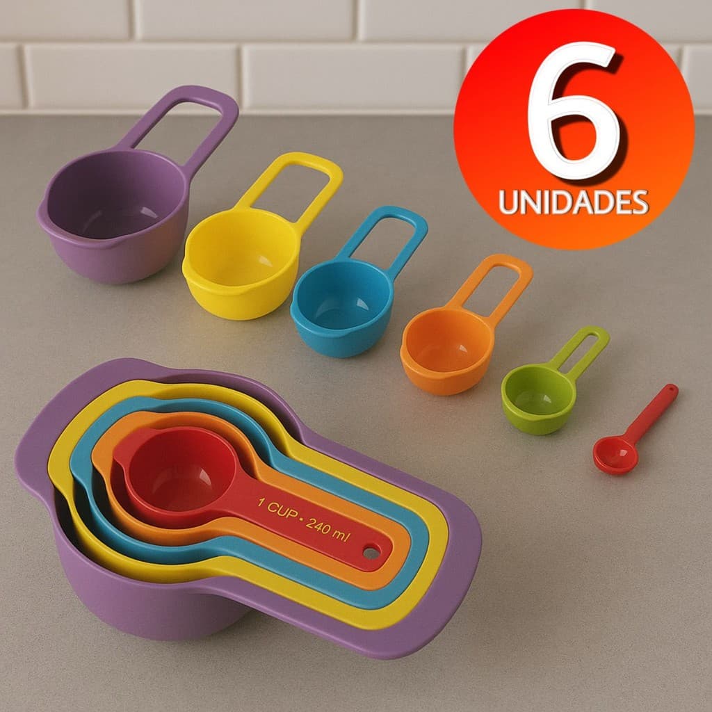 Colheres Medidoras 6 peças Medida, medidor Bolo Cozinha Confeitaria