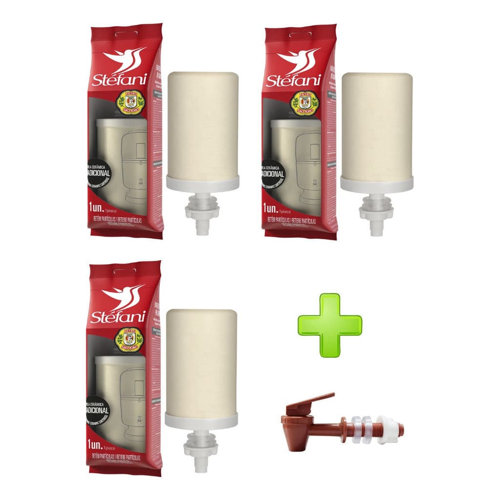 3 Velas Tradicional Stéfani Filtro Barro São João + Torneira