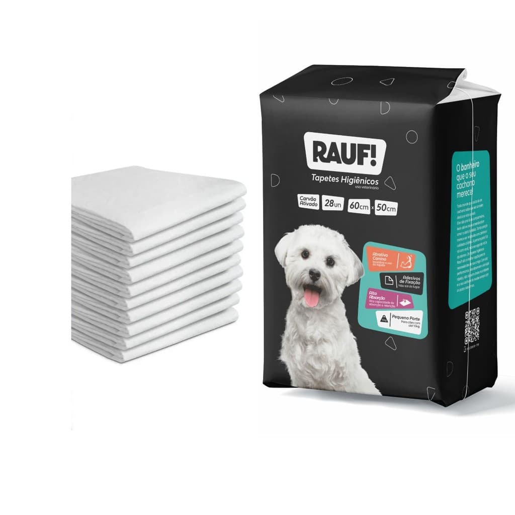 Tapete Higiênico Pet Premium 60x50cm c/ Carvão Ativado 28un