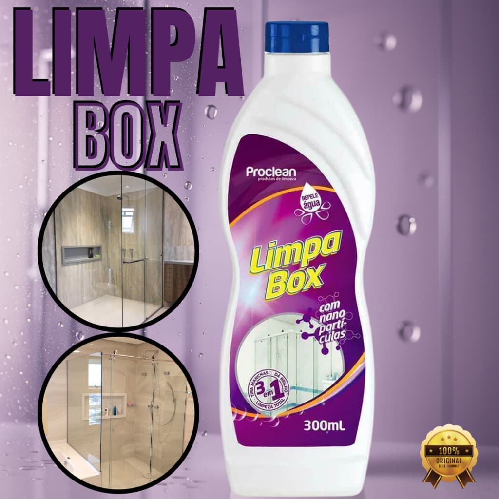 Limpa Box 300ml Vidros Brilhantes Remove Manchas Gordura e Resíduos com Facilidade Envio Mega Rapido