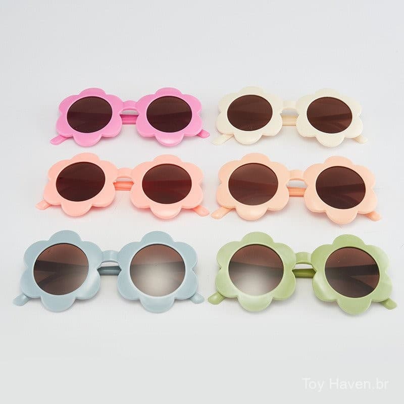 Óculos de Sol Girassol Multicoloridos para Crianças, Armação Redonda, Bonitos, Adequados para Meninos e Meninas, Prote