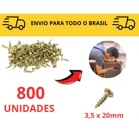 Kit 100 a 1000 unidades Parafuso para Madeira / 2cm MDF/ Móveis/ Marcenaria/ Parafuso mdf