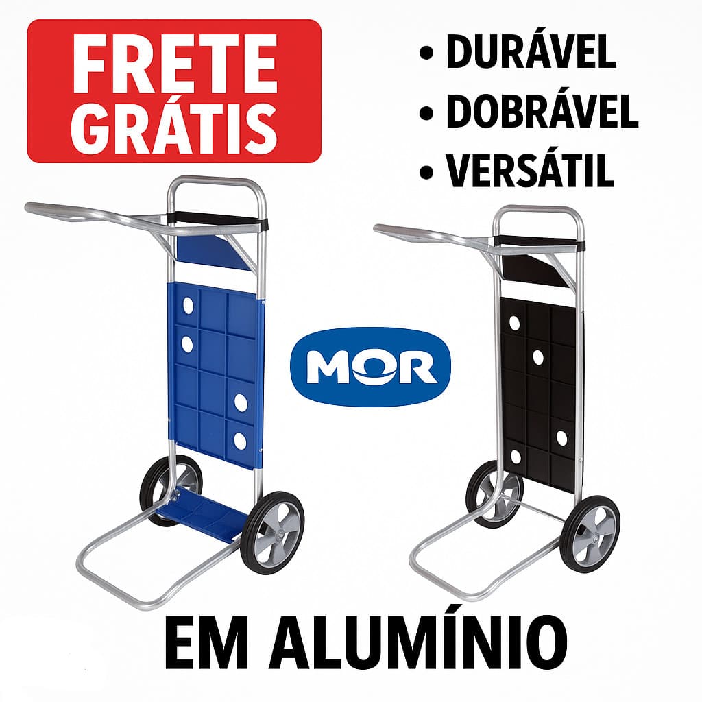 Carrinho De Praia P/ 5 Cadeiras Vira Mesa Alumínio Com Bolsa Azul / Preto