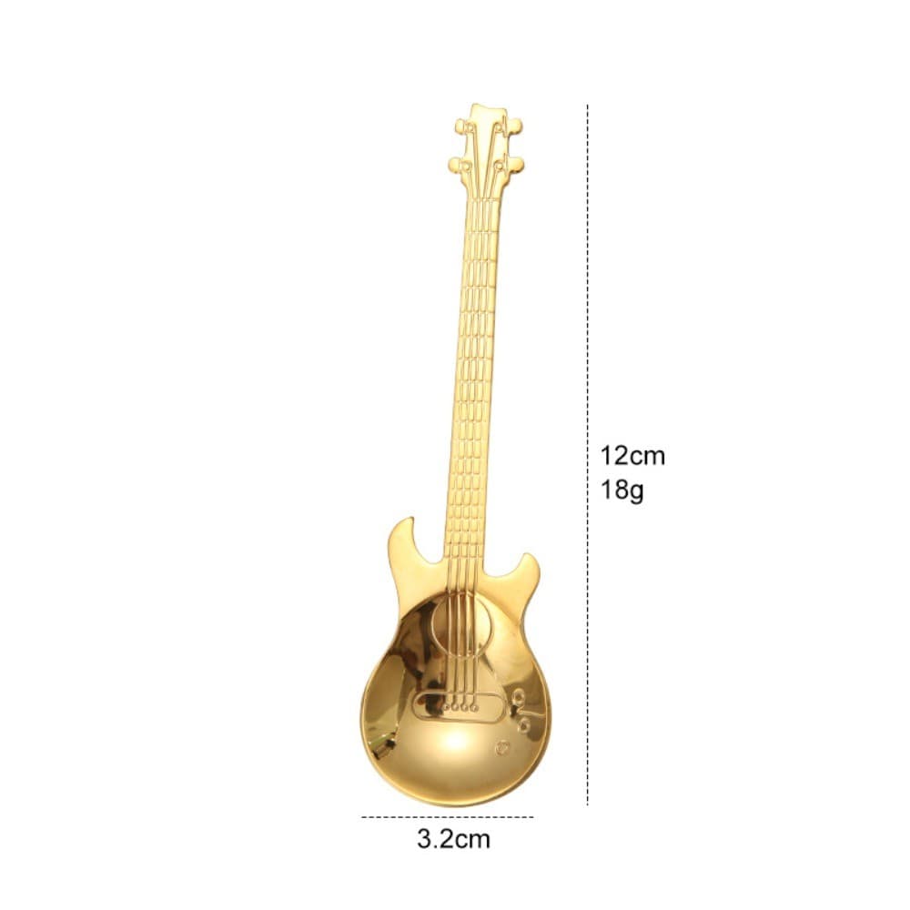 Colher Em Forma De Guitarra De Aço Inoxidável 304 , Café , Leite , Chá , Sobremesa , De Agitação , Talheres Decorativos