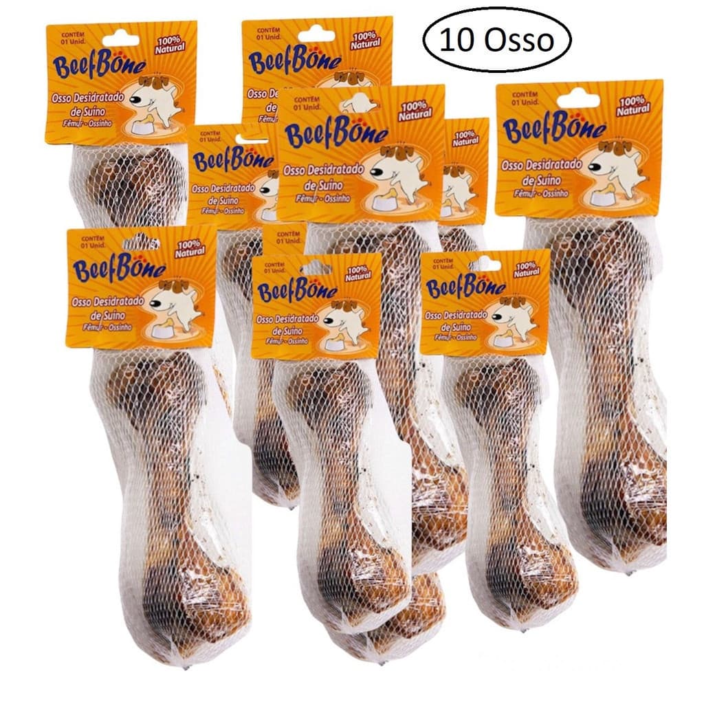 10 Osso Natural Defumado Para Cachorro Petisco Mordedor Pet Ossinhos Suino